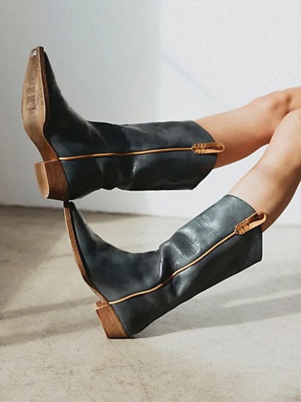 We The Free | Free People Montage Tall Boots Washed Black size 38 8 $328